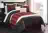 70135 Regal Linen New Luxury 7 Pc Comforter Set Burgundy Brown Embroidered Details Queen King
