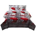 703624980832 Comforter Sets King Paris Love Eiffel Tower Red