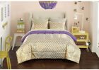 71822685 Bedding Set Queen Girls Gold Purple Heart Stripes 691171822685