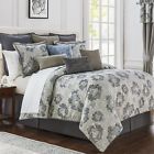718645283008 Waterford Blossom Pewter Floral King Comforter Set