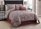 735732033728 Essential Home Jacquard Comforter Set Spice Red King