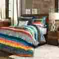 76576 Comforter Set 7 Piece Queen Striped Full Reversible Bedding Retro Bedroom 660960476576