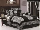 20395-7e-queen 8-piece Chezmoi Collection Black And White Zebra With Giraffe Design Comforter Set Queen Size 758614101568