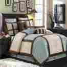8pc-morgan-f-blue 8-piece Morgan Royal Tradition Luxury Modern Blue Brown And Cream Full Size Beddings Set 825624643378