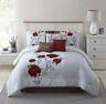 82469 Mainstays Piece Polyester Microfiber Roses Comforter Set Dec Pillows And