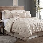 8339 Home Fashion Queen Comforter Set Taupe And White Chevron Shams Bed Skirt 3 Decorative Pillows 715255688339