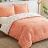 841745174256 Bedsure King Bed Comforter Set Reversible Floral Coral