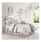 846339077463 Piper Wright Sabrina White Gray Floral Comforter Set