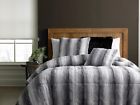 847975032571 Cannon Faux Fur Grey White Striped Comforter
