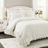 848742087107 Lush Decor White Ella Shabby Chic Ruffle Lace
