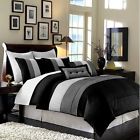 92-inch Loft-com-black-cal King Chezmoi Collection 104 X 8-piece Luxury Stripe Comforter Bed-in-a-bag 729440344481