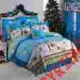 9pqueen Holiday Snowman Christmas Tree Or King Blue Comforter Sheet Set Pillow