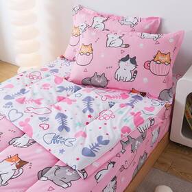 B0f381k8vl Adasmile A & S And Kids Comforter Set Zipper Bedding Twin For Girls Cat Wi