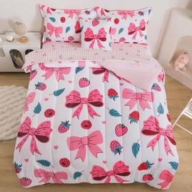 B0fm8243df Adasmile A & S And Bow Comforter Set Twin Size Pink Bedding Sets