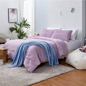 K702860 Aeropostale 3 Piece Ria Ruched Bedroom Comforter And Matching Sham Set Full/queen Lilac