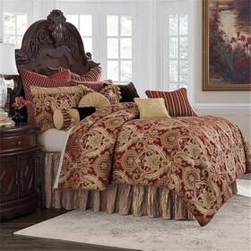 Bcs-qs12-lyfye-red Aico Furniture - Lafayette 12 Piece Queen Comforter Set Red