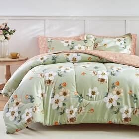 B08l67h9nt Aikasy 7 Piece Floral Comforter Set King Size - Soft Microfiber Bed In A Bag
