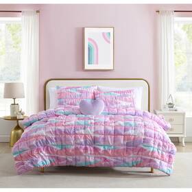 Alex Bella 847636066440 Staci Swirl Pink Soft Embellished Microfiber Comforter Set