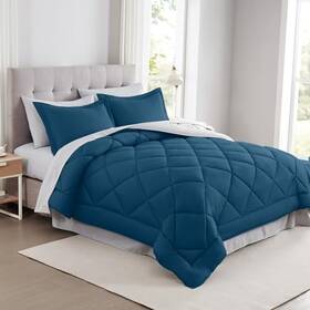 3dwn7cre-nvy-fl Amrapur Overseas 7-piece Reversible Comforter Set - Bedding Ensemble With Full Navy