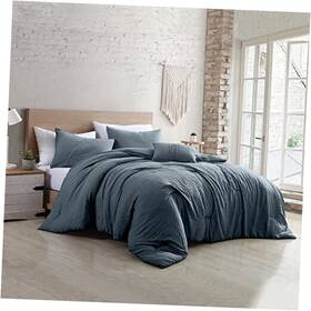 3mlticse-bsd-qn Amrapur Overseas 4-piece Garment-washed Comforter Set Beck Queen Denim