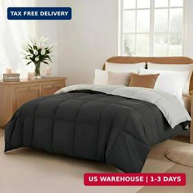 Amrapur Overseas 789629631351 Modern Threads Down Alternative Reversible Comforter Black/silver King