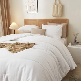 Amwan 791684378478 White Comforter Set Full 3 Piece Solid Bedding 1 Com