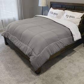 Mrcb-7q-gy-sb7 Amy Miller Home Down Alternative Reversible Comforter Queen Light Grey/grey New