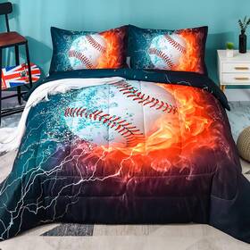 Andency 265109225196 3d Baseball Comforter Twin 66x90 Inch 2 Pieces 1 Pill