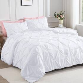 B08bz2sdjq Andency White Twin Comforter Set 2 Pc Pinch Pleat Bedding 66x90 Inch - Soft Cute