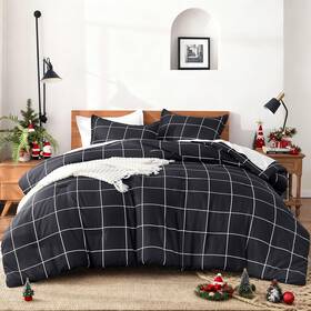 B08y557pv5 Andency Black Grid Comforter Set Twin 2 Pieces 1 Plaid