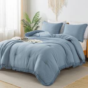 B0c1zmqlxk Andency Gray-blue Comforter Set Cali King 3-piece Boho Tassels Lightweight