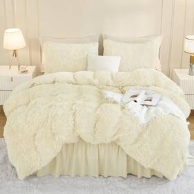 B0c8sv1jyj Andency Faux Fur Beige Comforter Set King Size 3 104 Inch X90 11 - Light