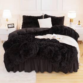 B0c8svyyjs Andency Fluffy Black Comforter Set Queen Size 3 Pieces Winter Faux Fur Warm Soft