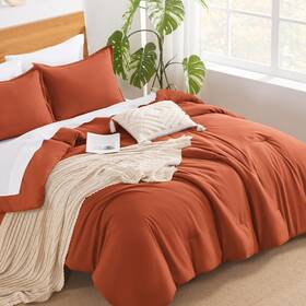 B0cjfdrv44 Andency Burnt Orange King Size Comforter Set - 7 Pieces Terracotta Bed In A Bag