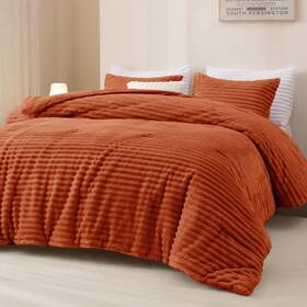 B0dbl42h3r Andency Fleece Queen Comforter Set 3 Pieces Terracotta For