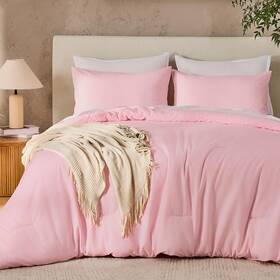 B0frrc566n Andency Pink Twin Size Comforter Set 2 Pieces Boho Solid Modern Bedding Comfort