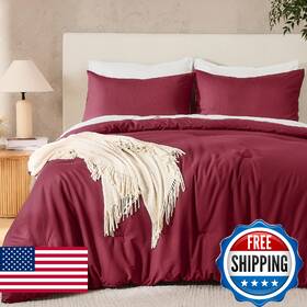 B0frrrj6y6 Andency Burgundy Twin Xl Size Comforter Set 2 Pieces Boho Solid Modern Bedding