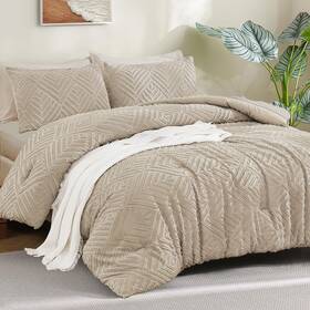 17138561255 Angenia California King Comforter Set 7-piece Boho Tufted