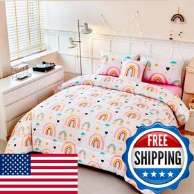 B0dfgyc9pb Angiyuin 6 Pieces Multi-color Rainbow Full Bedding Set For Girls Kids Cute