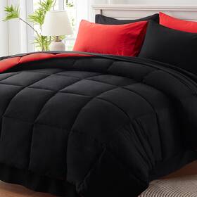Anus22cf01br8888 Anluoer Queen Comforter Set 7 Piece Black Bed In A Bag With Sheets Comforters