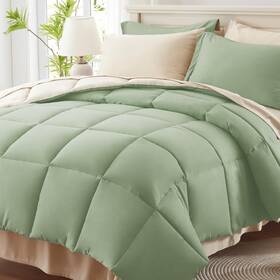 Anus22cf01sk8888 Anluoer Queen Size Bed In A Bag 7 Pieces Sage Green Comforter Set With An