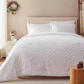 Anus22cf04wh8888 Anluoer Queen Comforter Set White Tufted Bed In A Bag 7 Pieces With Comforters And