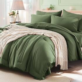 Anus24cf07og6888 Anluoer Twin Comforter Set 5 Pieces Olive Green Bed In A Bag With Sheets Al