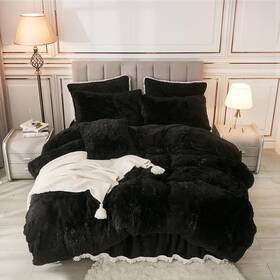 Ifus21-cmbtb1qu Annadaif Luxury Plush Faux Fur Duvet Cover Queen Fluffy 3pc Bedding Zipper Set