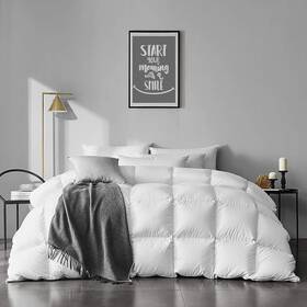 Apsmile 645312333462 King Size Feathers Down Comforter - Ultra Soft All Seasons 100% Organic Cotto