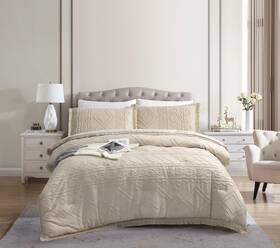 Arianaut 753849731931 Boho King Size Comforter Set Beige 3 Pieces Tufted Tassel