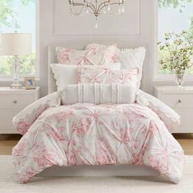 93994629 Armoire Collection Twin/twin Extra Long Toile Floral Comforter Pink