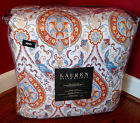Arwen Ralph Lauren 500 Paisley Orange Blue White King 4-pc Comforter Set 764832103451