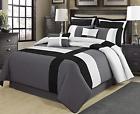 At-dorsey-cf-8pc-gray-q Homechoice Piece Patchwork Comforter Set Bed In Bag 846251081135