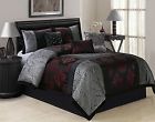 At-paula-cf-7pc Homechoice Cal King Bed Black Silver Chinese Medallion Patchwork Pc